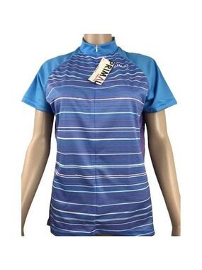 Primal Wear women's cycling bike jersey size large kismet blue striped NWT